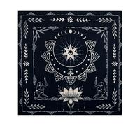 Grevosea Tarot Altar Cloth, Square Divination Mat, Polyester Witchcraft witch altar Tablecloth for Tarot Cards Crystals Rituals Spiritual Supplies Black 19.3x19.3in/49x49cm