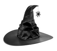 Grevosea Witch Hat for Women, Halloween Costume Black Witches Hats with Dangle Fringe Cosplay Accessories for Halloween Costume Party Christmas Masquerade Carnivals(Regular Style)