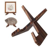 Grevosea Wooden Bowl Display Stand, Wooden Easel Frame Holder 6.5 Inch Holder for Large Deep Plates, Platters and Dishes X-Shaped Structure Pine Material 6.5" Hx9 Wx7.9 D Under 5" in Depth