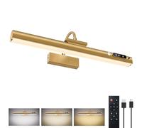 Grevoxy Picture Lights for Wall with Motion Sensor, 9000mAh Rechargeable Battery Operated Poster Lights for Paintings, Portraits, Wall Decoration (Gold, 1 Pack)
