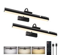 Grevoxy Picture Lights for Wall with Motion Sensor, 9000mAh Rechargeable Battery Operated Poster Lights for Paintings, Portraits, Wall Decoration (Black, 2 Pack)