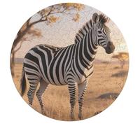 Grevy's Zebra on Grassland Jigsaw Puzzle Challenging Round Animals Puzzle Wooden Jigsaw Puzzles for Adults Families 195 PCS