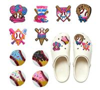Grewgty 10PCS Baseball Shoe Charms, Soft Silicone Sports Shoes Decoration Accessories, Cute Ice Cream Drip Baseball Party Favors, Baseball Party Decorations for Adults Teens Sports Fans