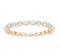 Grewod 925 Silver Ring Women Rose Gold 2.5mm Eternity with White Round Cubic Zirconia Ring Engagement Wedding Band Size H 1/2