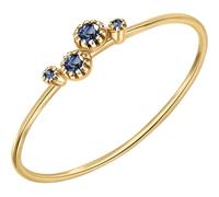 Grewod Anniversary Bands for Women, 18K Gold Dainty Blue Round Sapphire Wedding Rings Jewellery Size O 1/2