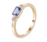 Grewod Anniversary Bands for Women 18K Gold Simple Rectangle Created Sapphire with Moissanite Rings Jewellery Size O 1/2