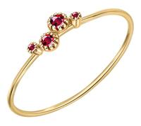 Grewod Anniversary Wedding Band, Women 18K Gold Dainty Red Round Ruby Promise Engagement Rings Size S 1/2