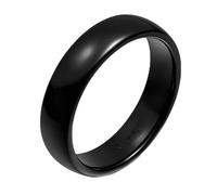 Grewod Ceramic Ring for Men and Women 6mm Black Dome Design Plain Polished Simple Band Ring Jewellery Size U 1/2