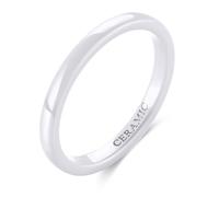 Grewod Ceramic Ring for Women and Men 2mm White Dome Design Plain Polished Simple Wedding Ring Jewellery Size X 1/2