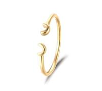 Grewod Engagement Wedding Band Women 18K Gold Simple Open Adjustable Rings Promise Jewellery Size N 1/2