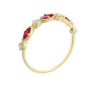 Grewod Fashion Ring for Women 18K Gold Dainty with Ruby and Cubic Zirconia Wedding Anniversary Band Size H 1/2