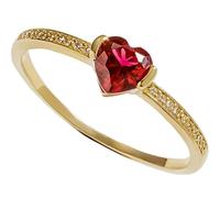 Grewod Fashion Rings for Women, 18K Gold Elegant Red Heart Ruby with Diamond Anniversary Ring Size L 1/2