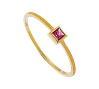Grewod Fashion Wedding Rings for Women, 18K Gold Thin Red Square Ruby Anniversary Rings Size I 1/2