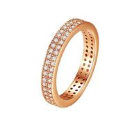 Grewod Finger Rings for Women Stylish, 18K Rose Gold Eternity White Round Diamond Jewellery Rings Simple Size R 1/2