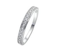 Grewod Finger Rings for Women Stylish 18K White Gold Simple 0.05ct Round Created Diamond Rings for Engagement Size M 1/2