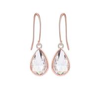 Grewod Ladies Drop Earrings 14K Rose Gold 2ct Teardrop Moissanite Earrings Hypoallergenic Wedding Jewellery