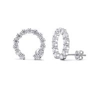 Grewod Ladies Earrings 18K White Gold Simple 3MM with 2.6ct Round Moissanite Women Stud Earrings