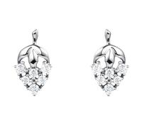 Grewod Ladies Earrings 9K White Gold Leaf with Round Moissanite Stud Earrings Hypoallergenic Wedding Jewellery