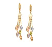 Grewod Ladies Earrings, Women 18K Gold Hoop Multicolor Marquise Amethyst Crystal Garnet Citrine Diamond Dangle Earrings