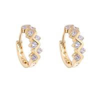Grewod Ladies Hoop Earrings, Women 18K Gold Wave White Round Moissanite Wedding Earrings Jewellery