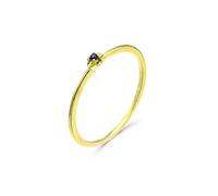 Grewod Ladies Ring Finger 18K Gold Simple Flower with Round Sapphire Women Anniversary Bands Size R 1/2