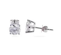 Grewod Ladies Stud Earrings 18K White Gold Simple 2ct Round Moissanite Earrings Hypoallergenic Wedding Jewellery