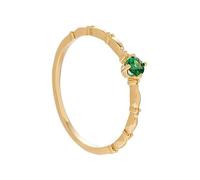 Grewod Marriage Ring, Women 18K Gold Dainty Green Round Emerald Wedding Anniversary Ring Jewellery Size J 1/2