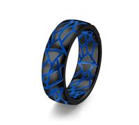 Grewod Men Ring Crack Pattern Glow in the Dark Dome Comfort Fit Size X 1/2, Stainless Steel, 7mm, Black, Jewellery