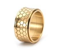 Grewod Men Stainless Steel Ring Spinner Mesh Pattern Glow in the Dark, 12mm, Wide Fidget Jewellery