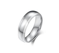 Grewod Mens Engagement Rings Stainless Steel 6mm Silver Dome Design Two Tone Polished Comfort Fit Jewellery Wedding Rings Size X 1/2