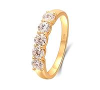 Grewod Ring Band for Women 14K Gold Simple 1.5ct Round Created Diamond Anniversary Rings Size S 1/2