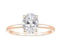 Grewod Ring Engagement 925 Sterling Silver Women Rose Gold Solitaire 8x10mm 3ct Oval Cubic Zirconia Simple Wedding Rings Size O 1/2