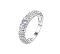 Grewod Ring for Wedding, Women 9K White Gold Elegant White Oval Lab Created Diamond with Moissanite Anniversary Rings Size K 1/2