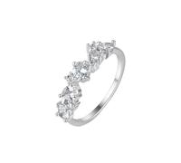 Grewod Ring Wedding Women, 14K White Gold Dainty White Oval Lab Created Diamond with Moissanite Anniversary Rings Size L 1/2
