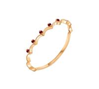 Grewod Rings Fashion, Women 18K Gold Dainty Stackable Red Round Ruby Anniversary Rings Size O 1/2