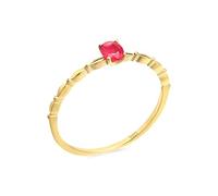 Grewod Rings Wedding Band Women 18K Gold Thin with Oval Ruby Anniversary Rings Engagement Jewellery Size H 1/2