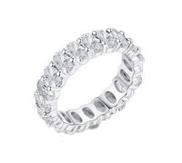 Grewod Stylish Ring for Women, 14K White Gold Eternity White Oval Moissanite Unique Wedding Rings Size S 1/2