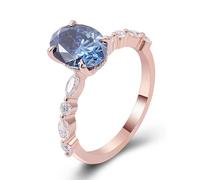 Grewod Travel Engagement Ring Women 18K Rose Gold 4 Prong with 3ct Oval Moissanite Unique Wedding Bands Size J 1/2