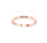 Grewod Travel Engagement Ring Women 9K Rose Gold Simple 3 Round Moissanite Unique Wedding Bands Jewellery Size Q 1/2