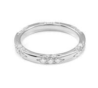 Grewod Travel Engagement Ring Women 9K White Gold Simple Round Moissanite Anniversary Ring Wedding Jewellery Size Q 1/2