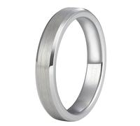 Grewod Tungsten Ring for Women and Men 4mm Silver Simple Brushed Wedding Travel Engagement Ring Jewellery Size R 1/2