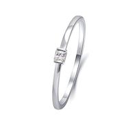 Grewod Unique Wedding Rings for Women 18K White Gold Simple Style with 0.01ct Diamond Ring Size L 1/2