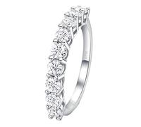 Grewod Wedding Anniversary Ring Women 18K White Gold Elegant 0.1ct Round Diamond Simple Engagement Ring Size P 1/2