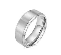 Grewod Wedding Band Rings, 8 MM Stainless Steel Ring for Men Silver Matte Jewellery Anniversary Rings Size Z