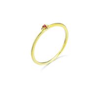 Grewod Wedding Band Rings Women 18K Gold Simple Flower with Round Ruby Anniversary Rings Size H 1/2