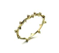 Grewod Wedding Bands for Her 14K Gold Twisted Vine with Round Diamond Women Unique Ring Size M 1/2