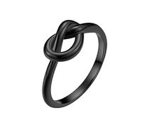 Grewod Wedding Bands for Her, 2 MM Stainless Steel Ring for Women Black Knot Jewellery Anniversary Rings Size P 1/2