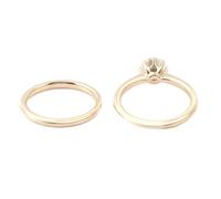 Grewod Wedding Bands Women 18K Rose Gold Solitaire 2 Ring Set with 1ct Round Moissanite Simple Engagement Rings Size K 1/2