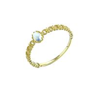 Grewod Wedding Ring Band Women 18K Gold Hollow Flower with Oval Moonstone Simple Ring Size W 1/2