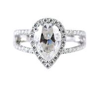 Grewod Wedding Ring Bands for Women 18K White Gold with 1.5ct Teardrop Shape Moissanite Jewellery Rings Size U 1/2